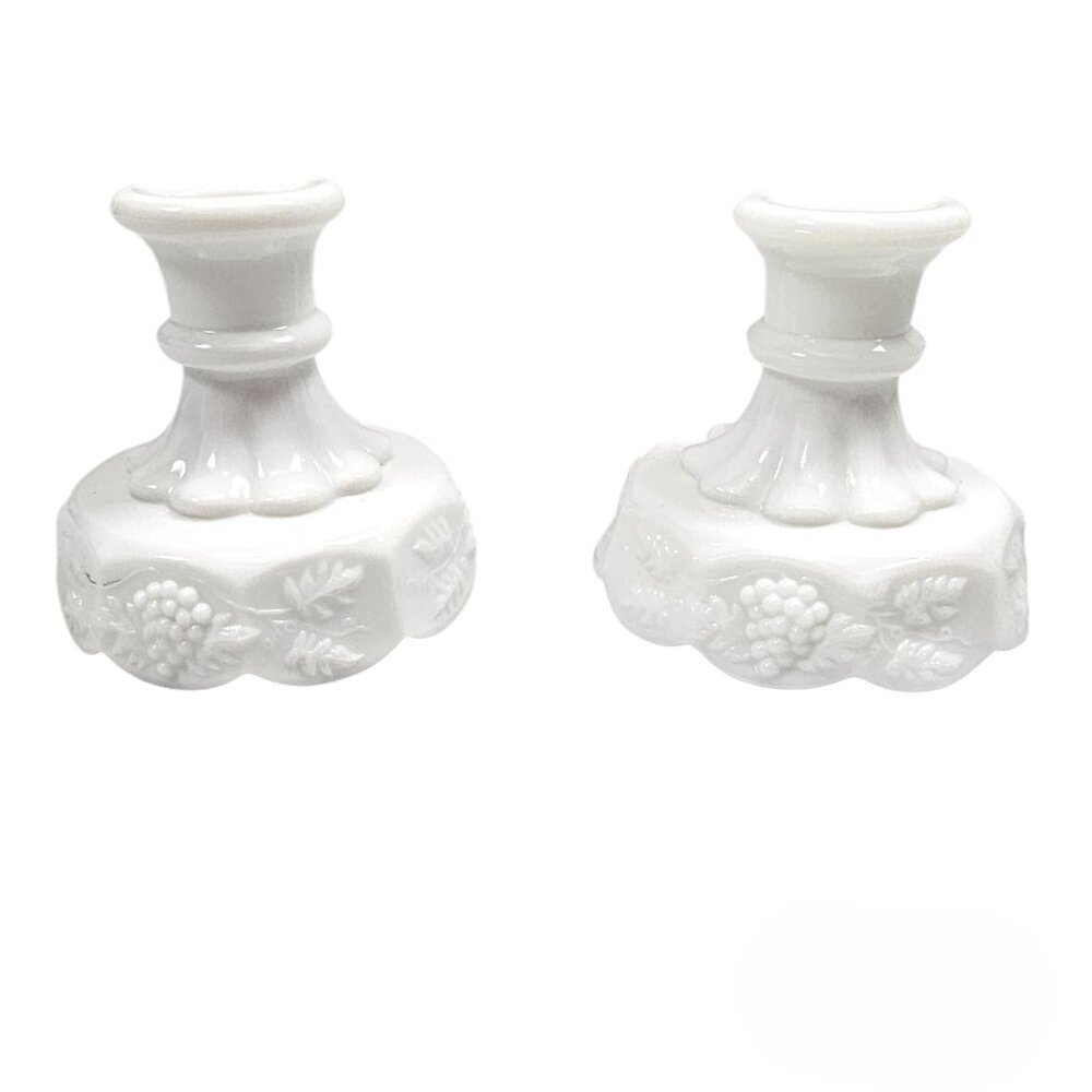 Westmoreland Milk Glass Paneled Grape Vintage White Candlestick Holder